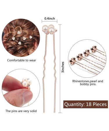 18 Pcs Pearl Hair Pins Bridal Wedding Accessories - Rose Gold - Buy Online on GoSupps.com