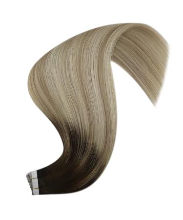 Youngsee Real Hair Tape Extensions - 35cm Balayage Ombre Seamless & Invisible Remy Hair for Women - Smooth Hair Recovery #4/10 & #4/14/60 50g - Buy Online on GoSupps.com