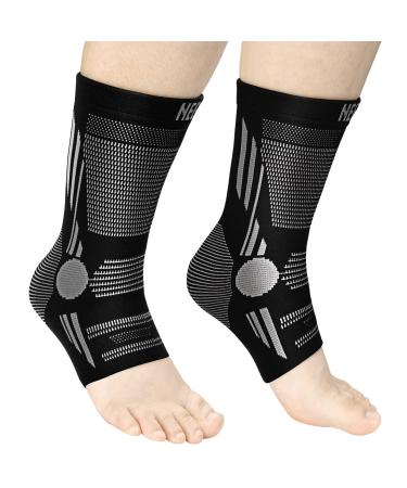 NEENCA Professional Ankle Brace Compression Sleeve (Pair), Ankle Support Stabilizer Wrap. Heel Brace for Achilles Tendonitis, Plantar Fasciitis, Joint Pain,Swelling,Heel Spurs, Injury Recovery, Sports Medium Black