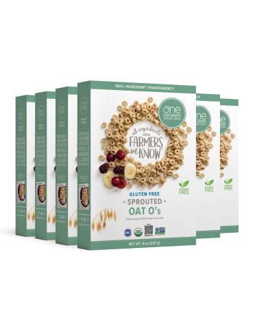 One Degree Organic Foods Sprouted Oat O’s, Non-GMO, USDA Organic Oat Cereal, 8 oz., 6 pack Oat O's 8 Ounce (Pack of 6)