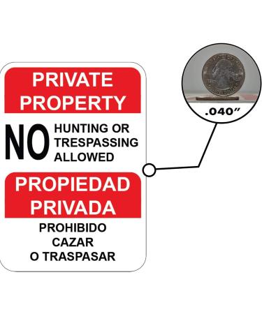 Private Property No Hunting or Trespassing Metal Sign - English and Spanish - Buy Online on GoSupps.com