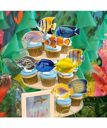 48Pcs Fish Cupcake Toppers Tropical Fish Cupcake Toppers Fishing Birthday Cake Picks Fish Theme Party Decorations for Let's Go Fishing Baby Shower Supplies - Buy Online on GoSupps.com