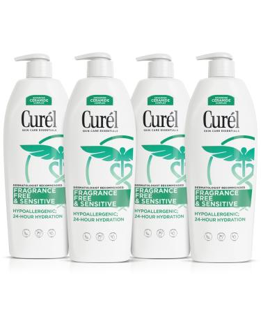 Curel Fragrance Free Lotion Sensitive Hypoallergenic Lotion for Dry Skin Dermatologist Recommended 20 Oz Pack of 4 Unscented 20 Fl Oz (Pack of 4)