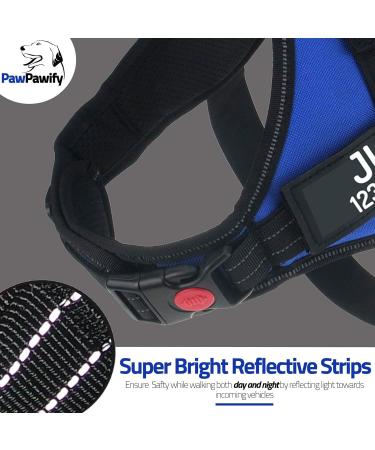 Custom Pawpawify Dog Harness - Anti-Pull Durable XL (32-44in) - Personalized Name & Phone - Perfect for Training & Walking - Blue - Buy Online on GoSupps.com