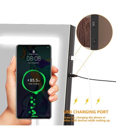 Hasipu Vanity Mirror with Lights 24.2 x 19.7 - LED Makeup Mirror with 10X Magnification, USB Phone Holder, Smart Touch, 3 Colors Dimmable - Square Black 24.2 x 19.7 - Buy Online on GoSupps.com