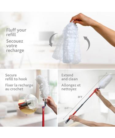 Vileda Flex & Catch Duster | Heavy Duty Dusting Kit with 3 Disposable Duster Refills | Extendable 3 Ft Handle with Stay-On Duster Hook | Traps 3X More Dust Than Feather Dusters Dusting Kit + 3 Duster Refills - Buy Online on GoSupps.com
