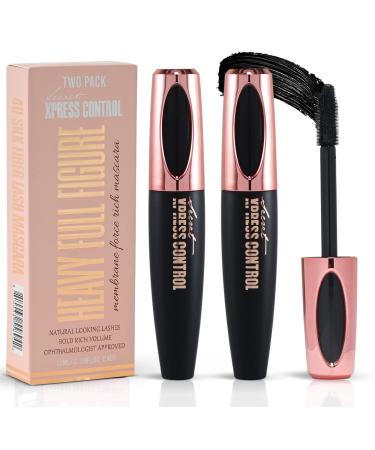 Secret Xpress Control 4D Silk Fiber Lash Mascara Lengthening and Thick Long Lasting Waterproof & Smudge-Proof All Day Exquisitely Full Long Thick Smudge-Proof Eyelashes (2 Pack)