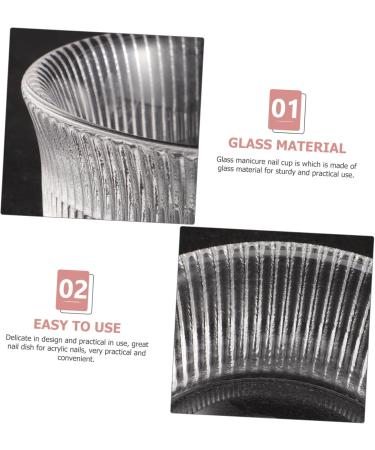 Ipetboom Glass Nail Cups nail dish bowl plate cup Manicure tools nail art liquid holder Accessories Japanese-style glass nail vertical stripes diamond wash pen Pen wash cup Acrylic - Buy Online on GoSupps.com