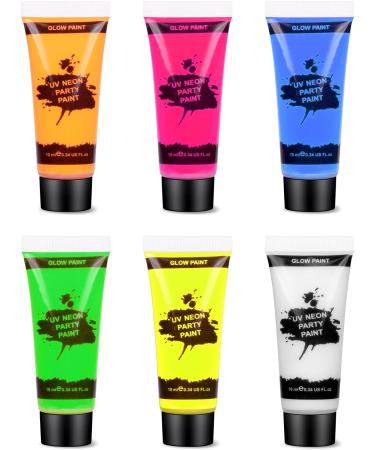 AOOWU UV Glow Face Paint Set - 6 Neon Fluorescent Colors for Blacklight Parties & Carnivals - Buy Online on GoSupps.com