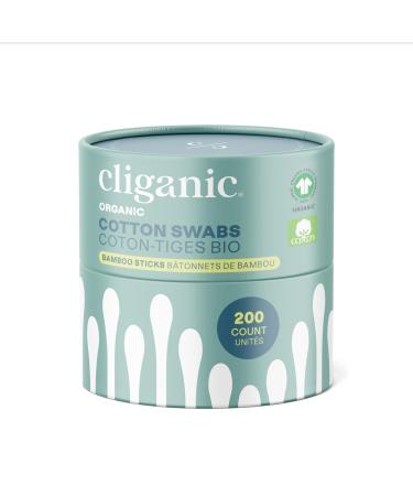 Cliganic Organic Bamboo Cotton Swabs 200 Count 1 Count (Pack of 200)