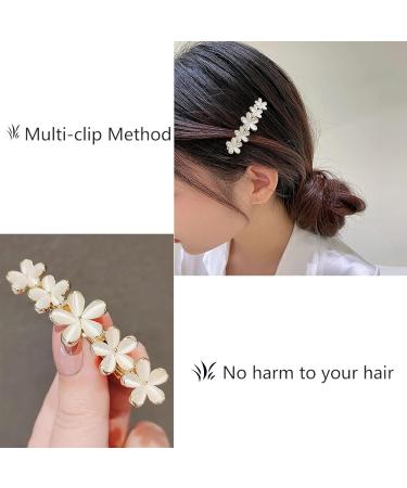 Antique Crystal Barrette Gold Flower Hair Clip | Elegant Jewelry Hair Accessory for Women | Bridal Wedding Gift - Buy Online on GoSupps.com