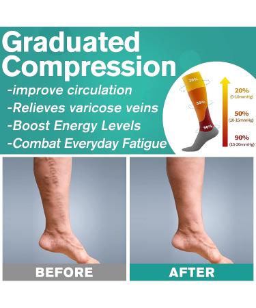 Copper Compression Socks for Women and Men | Medical Grade | Ideal for Running, Athletic, Nurses, and Travel | Large-X-Large Size | 03 Black/Red/Gray Design - Buy Online on GoSupps.com