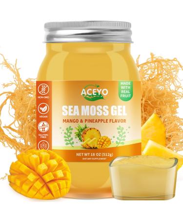 (18 OZ) Irish Sea Moss Gel Raw Vegan Mango Pineapple Flavor 102 Vitamins and Minerals Wild Harvested Non-GMO Mango Pineapple 1.13 Pound (Pack of 1)