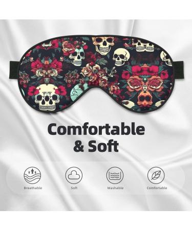 Colorful Floral Skulls Print Double-Sided Eye Mask - Soft Light Blocking for Better Sleep Quality | International Shipping Available - Buy Online on GoSupps.com