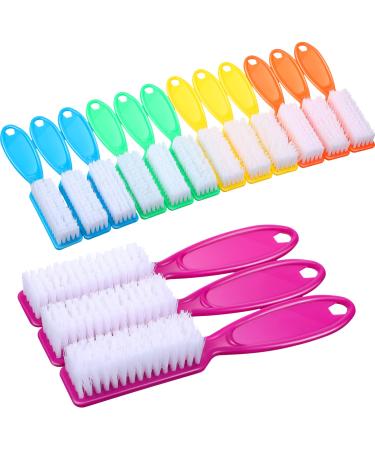 15 Pieces Nail Brush for Cleaning Fingernails Handle Grip Nail Brush Handle Fingernail Scrub Cleaning Brushes Pedicure Brush for Toes and Nails Cleaning, 5 Colors (Bright Colors)