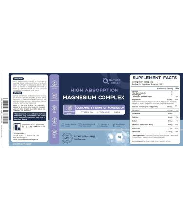 NATURE TARGET Magnesium Powder Supplement with Glycinate Citrate Malate Magnesium Complex with L-Theanine & Vitamin B6 for Muscle Heart & Brain Vegan 10.58 oz (100 Servings) Lemon Orange Flavor 10.58 Ounce (Pack of 1) - Buy Online on GoSupps.com