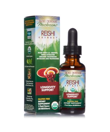 Host Defense Reishi Extract Supports General Wellness and Vitality Mushroom Supplement Plain 1 fl oz 1 Fl Oz (Pack of 1)