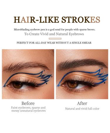 Microblading Eyebrow Pen - Waterproof & Smudge-Proof Brow Pencil for Women - Natural Hair-Like Finish Long-Lasting Dark Brown - Buy Online on GoSupps.com