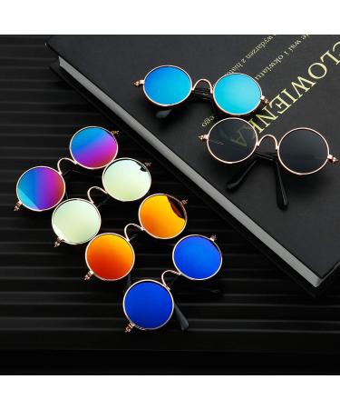 6-Piece Cat Sunglasses for Pets | Funny Retro Circular Eyewear for Small Dogs | Photos Props & Cosplay Glasses in Black & Mix Reflective Colors - Buy Online on GoSupps.com