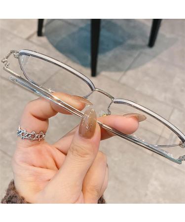Buy Half Frame Blue Light Blocking Reading Glasses +2.0 - Stylish Decorative Goggles for Men & Women in Gold - Buy Online on GoSupps.com