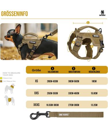 Oneigris Dog Harness and Leash Set | Mini Trooper Puppy Dishes with Control Handle for Extra Small to Medium Dogs - Brown XXS - Buy Online on GoSupps.com