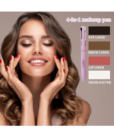 4 in 1 Makeup Pen Multifunctional Makeup Pencil Eye Liner Brow Liner Lip Liner Eyebrow Pencil Cosmetic Pencil Highlighter Pen Multi-Function Beauty Pencil - Buy Online on GoSupps.com