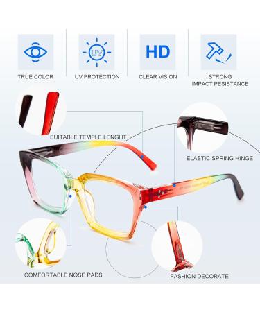 Amorays Oversize Square Frame Reading Glasses +3.50 | Vintage Anti-Blue Light Lens | Stylish Presbyopia Readers for Men & Women - Buy Online on GoSupps.com
