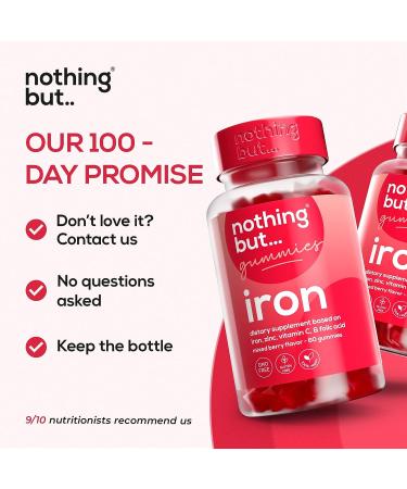 Iron Gummies for Women and Men - Mixed Berry Flavor with Vitamin C, Zinc, Folic Acid & B Vitamins - 60 Chewable Vegan Iron Supplements for Anemia - Buy Online on GoSupps.com