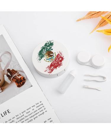 Mexican American Flag Round Case For Contact Lens Kit Storage Box with Mirror Printed - Buy Online on GoSupps.com