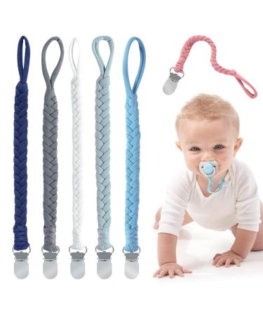 Baby Pacifier Clips for Boys and Girls  Maveek Multicolor Pacifier Holder Straps Handmade Braided Cotton Modern Unisex  Binky Leash Smoother Teething Toys Anti-Drop Clip Infant Newborn 0-6 Month 6 pcs