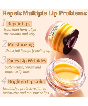 3 PCS Honey Pot Lip Balm & Exfoliating Lip Mask Set | Moisturizing Propolis & Vitamin E | Perfect Christmas Gifts for Dry Cracked Lips - Buy Online on GoSupps.com