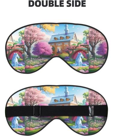 Unicorn Fairy Tale Eye Mask - Adjustable Blackout Sleep Mask for Home Travel Yoga & Office - Unisex Design - Buy Online on GoSupps.com