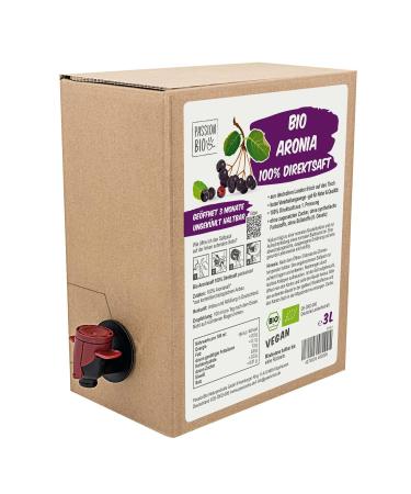 Bio aronia direct juice 3 liter box from German cultivation - aronia juice made of 100% aronia berries 30 days of storage pack - vegan aronia juice without added sugar without sweetener (according to law)