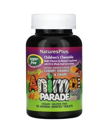 Nature's Plus Source of Life Animal Parade Children's Chewable Multi-Vitamin and Mineral Supplement Natural Assorted Flavors 90 Animal-Shaped Tablets