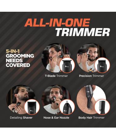Fagaci 5-in-1 Waterproof Hair Trimmer for Men | Turbo Speed & Quick Charge | Electric Beard Body and Facial Hair Grooming Tool - Buy Online on GoSupps.com