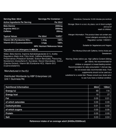 Warrior RAGE ENERGY SHOT Pre Workout Drink - 12 x 60ml, 200mg Caffeine, Natural Flavourings, Vitamin B6 & B12, Tropical Sourz - Buy Online on GoSupps.com