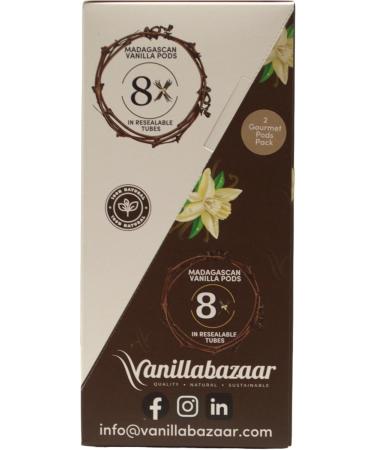  Vanillabazaar Pack of 8 bundles of 2 Grade A Bourbon Vanilla Beans (16 total) | Pack of 8 bundles of 2 Premium Grade Bourbon Vanilla Beans for Retailers | Resealable Tubes - Buy Online on GoSupps.com