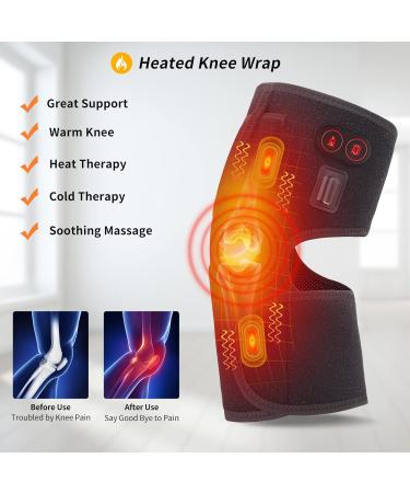 Heated Knee Pad with Massager | Knee Heating Pad for Pain Relief & Arthritis | Premium Knee Brace Wrap for Men & Women - Buy Online on GoSupps.com