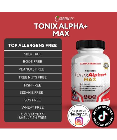 Tonix Alpha+ Max T-Booster Supplement 1505mg Herbal Complex 60 Capsules 30 Day Supply All Natural Vegan Friendly (1) - Buy Online on GoSupps.com