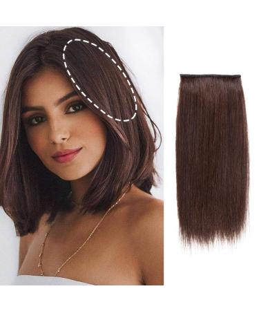 FEIPRO Real Remy Human Hair Clip in Hair Extensions Short Straight Thick Double Weft One Piece Hair Pieces for Thinning Hair Invisible Hairpin Increase Women Men Hair Volume 8 inch2 Brown 8 Inch (Pack of 1) 2 Dark Brow...