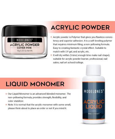 Modelones Acrylic Nail Kit - Acrylic Powder and Liquid Monomer with Nail Brush, Forms, 3 Colors - Perfect for Nail Extensions and 3D Manicures - Buy Online on GoSupps.com