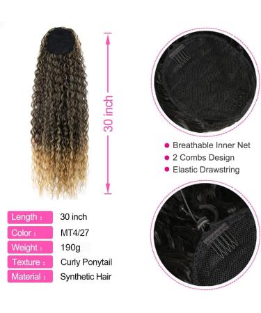 30 Long Curly Drawstring Ponytail Extension - Synthetic Hairpiece for Women (MT4/27#) - Buy Online on GoSupps.com