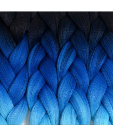 RN BEAUTY Synthetic Jumbo Braiding Hair 24 Inch - Ombre Jumbo Braids 3 Bundles Deal for Twist Crochet Weave Braid - Heat Resistant High Temp Fiber - Black/Blue/Azure - Buy Online on GoSupps.com