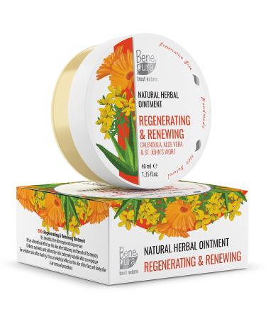 BenePura Calendula Ointment - Natural Calendula Cream for Burns  Cuts  Scrapes and Wounds - Calendula Salve for Dry Skin - Burn Cream  Burn Ointment with Aloe Vera and St Johns Wort - 1.35 fl. Oz