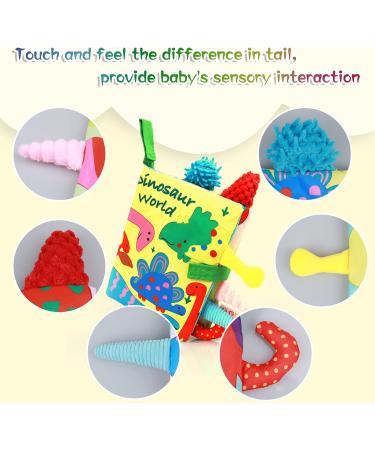 Dinosaur World Baby Cloth Book with 3D Tails | Soft Crinkle Activity Book for Early Education and Intelligence Development | Suitable for Babies 0-12 Months - Buy Online on GoSupps.com