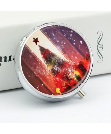Round Pill Box with Xmas Party Print | 3 Compartment Metal Pill Organizer | Portable Pocket Pill Case - Style 44 - Buy Online on GoSupps.com