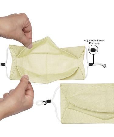 Trendy Plain Linen Face Mask for Adults - Unisex 3 Layers Adjustable Nose Protection - Yellow 19x14 cm | International Shipping Available - Buy Online on GoSupps.com