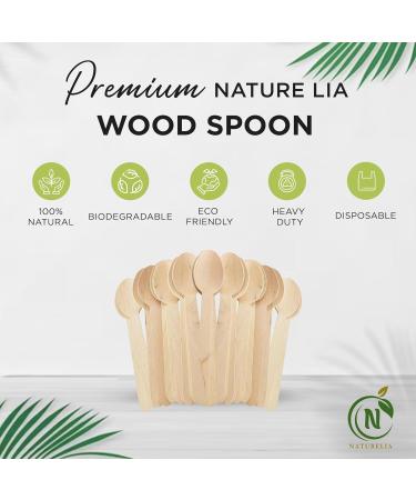 Naturelia Disposable Wooden Spoons (25 14cm): Eco-Friendly Biodegradable Food-Grade Wooden Spoons for Parties BBQs and Everyday Use - Buy Online on GoSupps.com