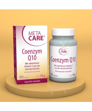 Meta Care Coenzyme Q10 - Natural Vitamin C from Acerola Cherry - 60 Vegan Capsules with Black Pepper Extract for Maximum Absorption - Buy Online on GoSupps.com