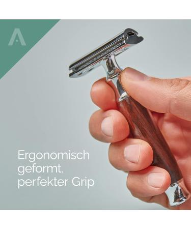 Socialic Razor Plane Set - High-Quality Safety Razor with Wooden Handle 5 Blades & Holder | Gentle Wet Shave & Hair Removal - Buy Online on GoSupps.com